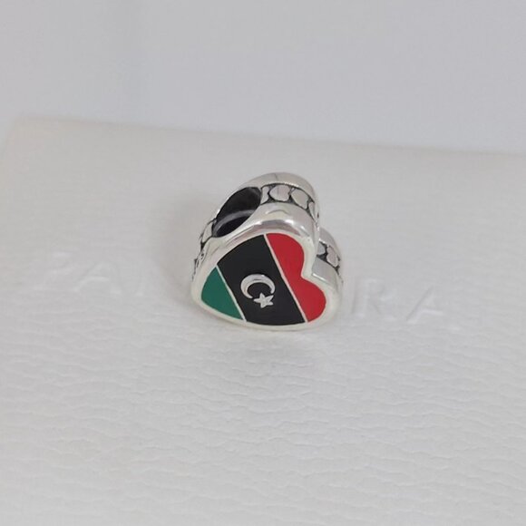 Pandora Libya Flag Heart Charm Bead Pendant - Picture 4 of 8